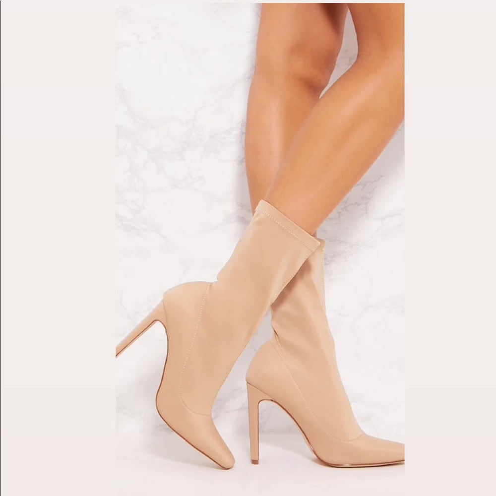 Sand Lycra Heeled Sock Boot (New)